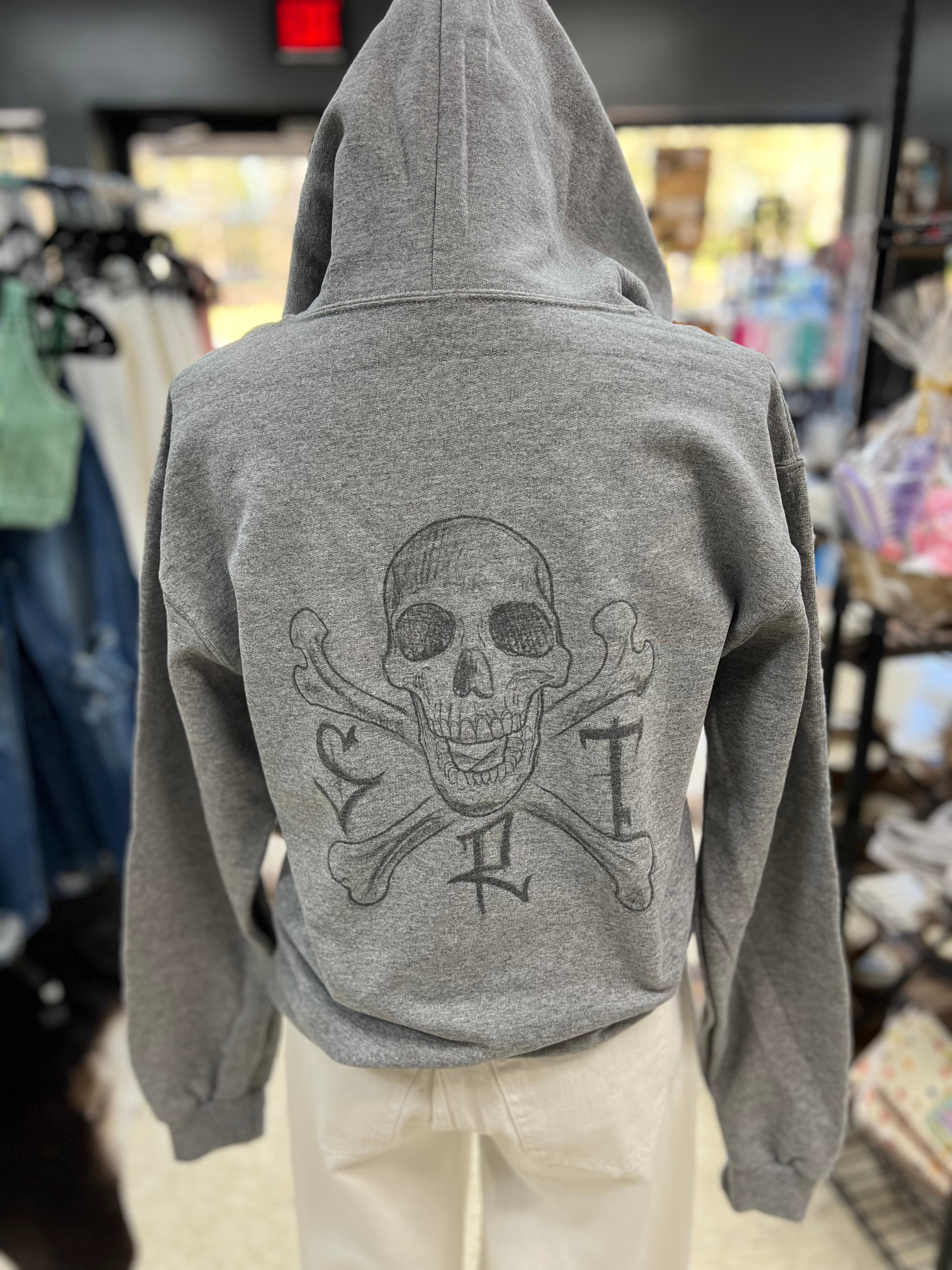 Skull and Crossbones Hoodie gray Are you a Savage Soul